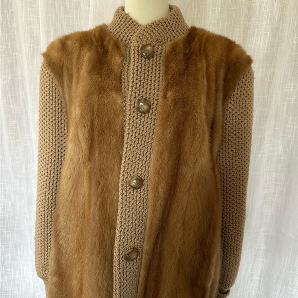 Vintage KENT FISHER Baltimore Genuine Mink Fur & Wool Knit Jacket | L/XL - Picture 8 of 10